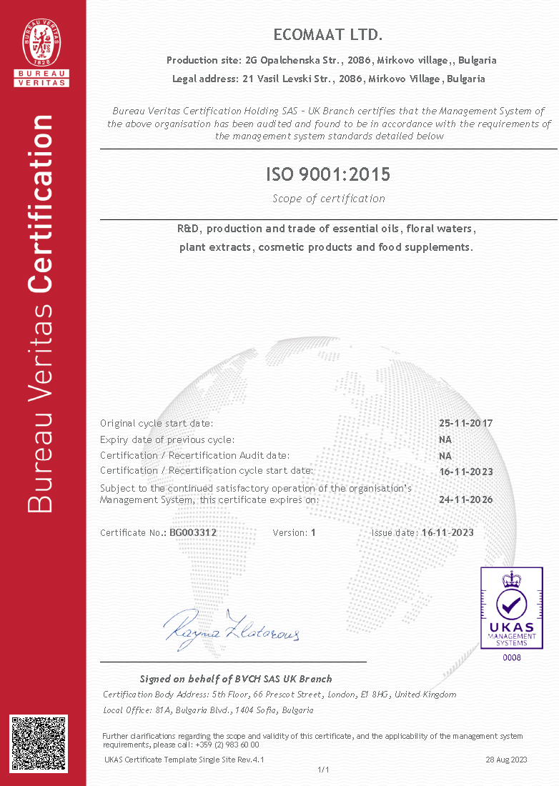 Certificate ISO 9001-20015 BG0033129 - EN2
